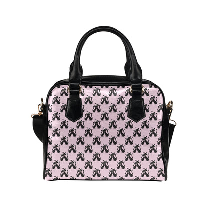 Black Cat Pattern Print Design 01 Shoulder Handbag