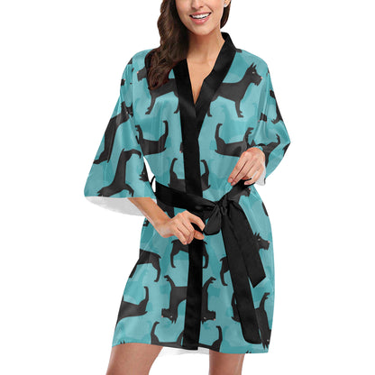 Schnauzers Pattern Print Design A01 Women's Short Kimono