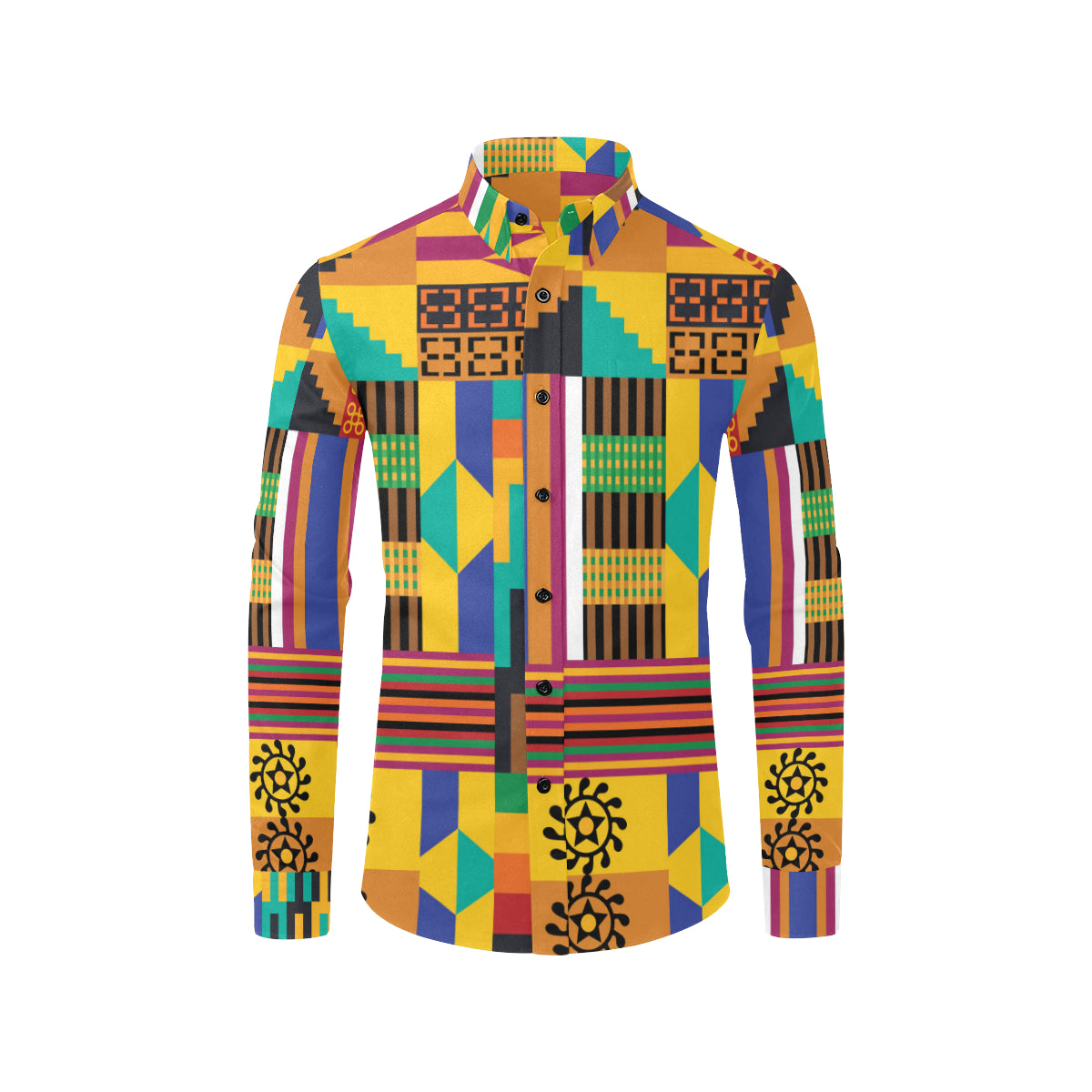 Kente Pattern Print Design 03 Men's Long Sleeve Shirt
