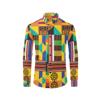 Kente Pattern Print Design 03 Men's Long Sleeve Shirt