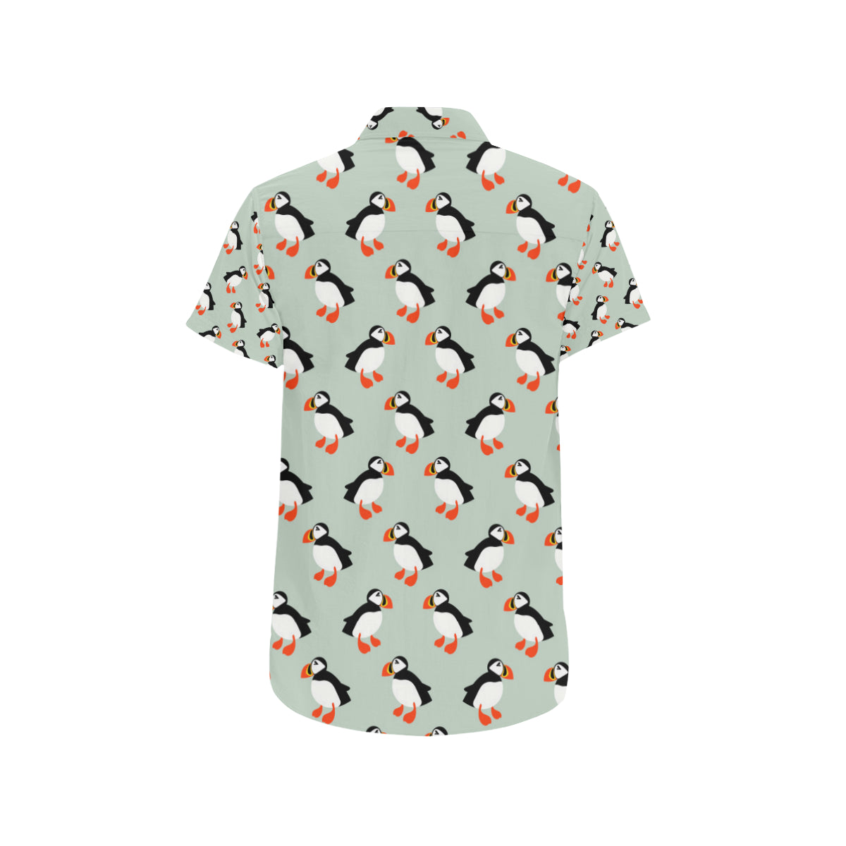 Puffin Pattern Print Design A03 Men's Short Sleeve Button Up Shirt