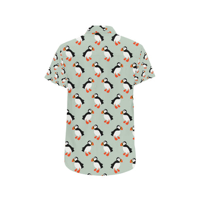 Puffin Pattern Print Design A03 Men's Short Sleeve Button Up Shirt