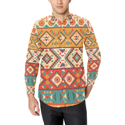 Navajo Pattern Print Design A01 Men's Long Sleeve Shirt