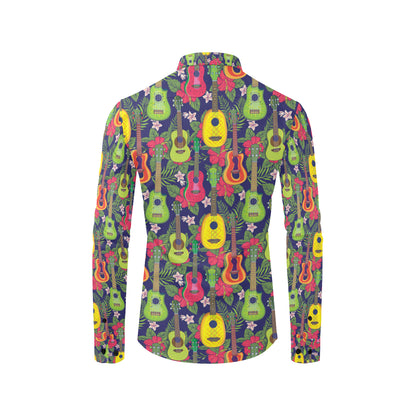 Ukulele Tropical Pattern Print Design 03 Men's Long Sleeve Shirt
