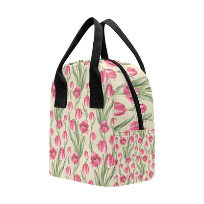 Tulip Pink Pattern Print Design TP06 Insulated Lunch Bag