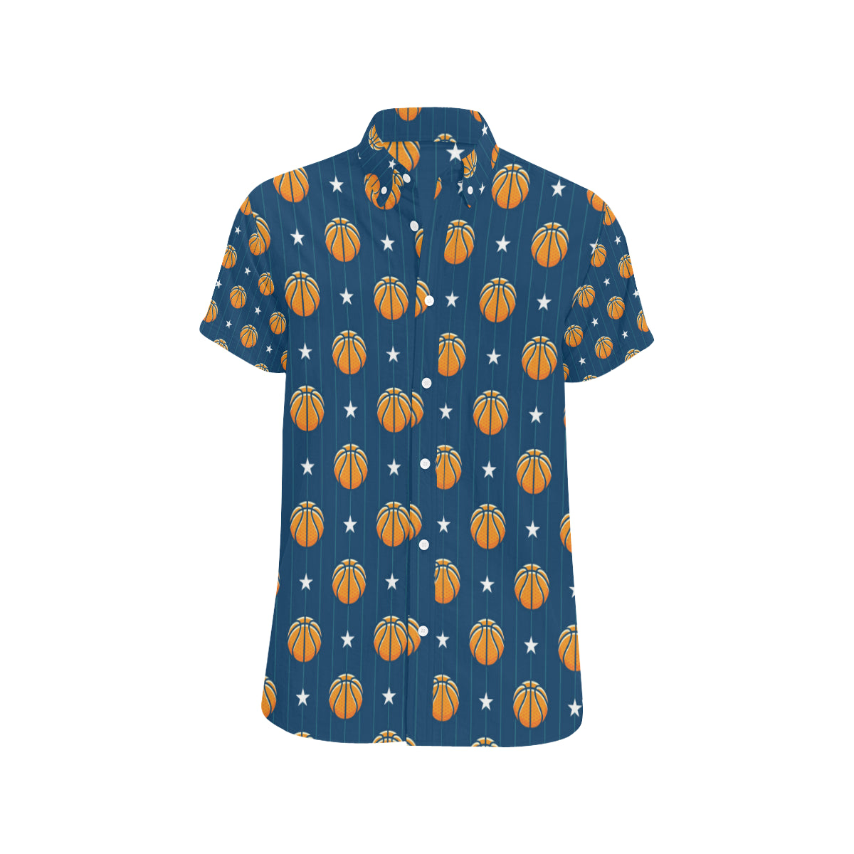 Basketball Star Print Pattern Men's Short Sleeve Button Up Shirt