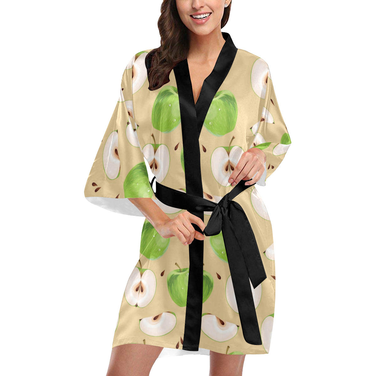 Apple Pattern Print Design AP07 Women's Short Kimono
