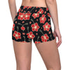 Red Hibiscus Pattern Print Design HB021 Yoga Shorts