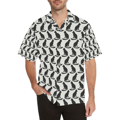 Black Cat Pattern Print Design 02 Men's Hawaiian Shirt