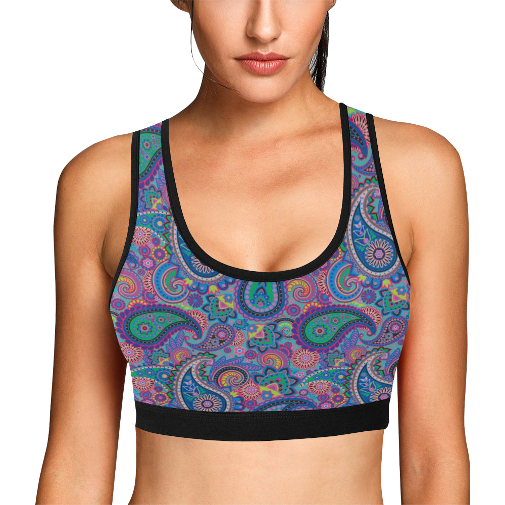 Paisley Colorful Pattern Print Design A02 Sports Bra