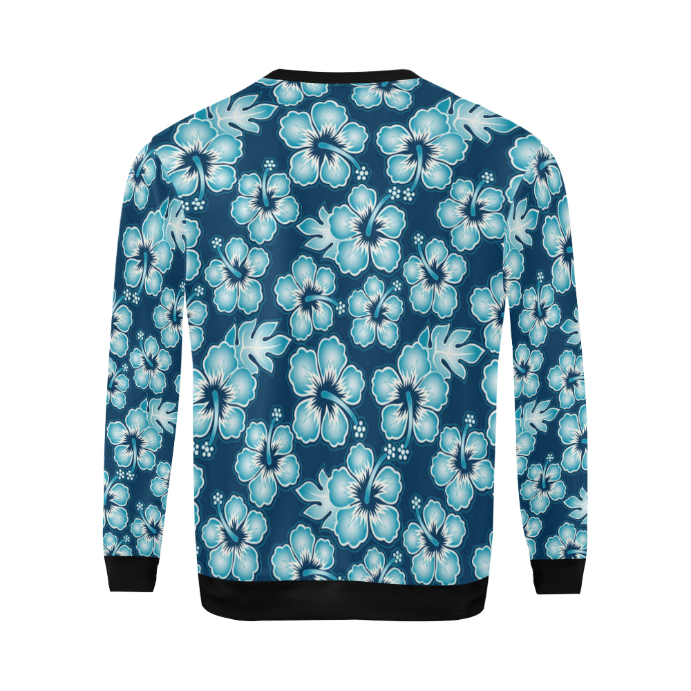 Blue Hibiscus Pattern Print Design HB011 Men Long Sleeve Sweatshirt