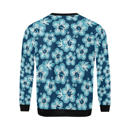 Blue Hibiscus Pattern Print Design HB011 Men Long Sleeve Sweatshirt