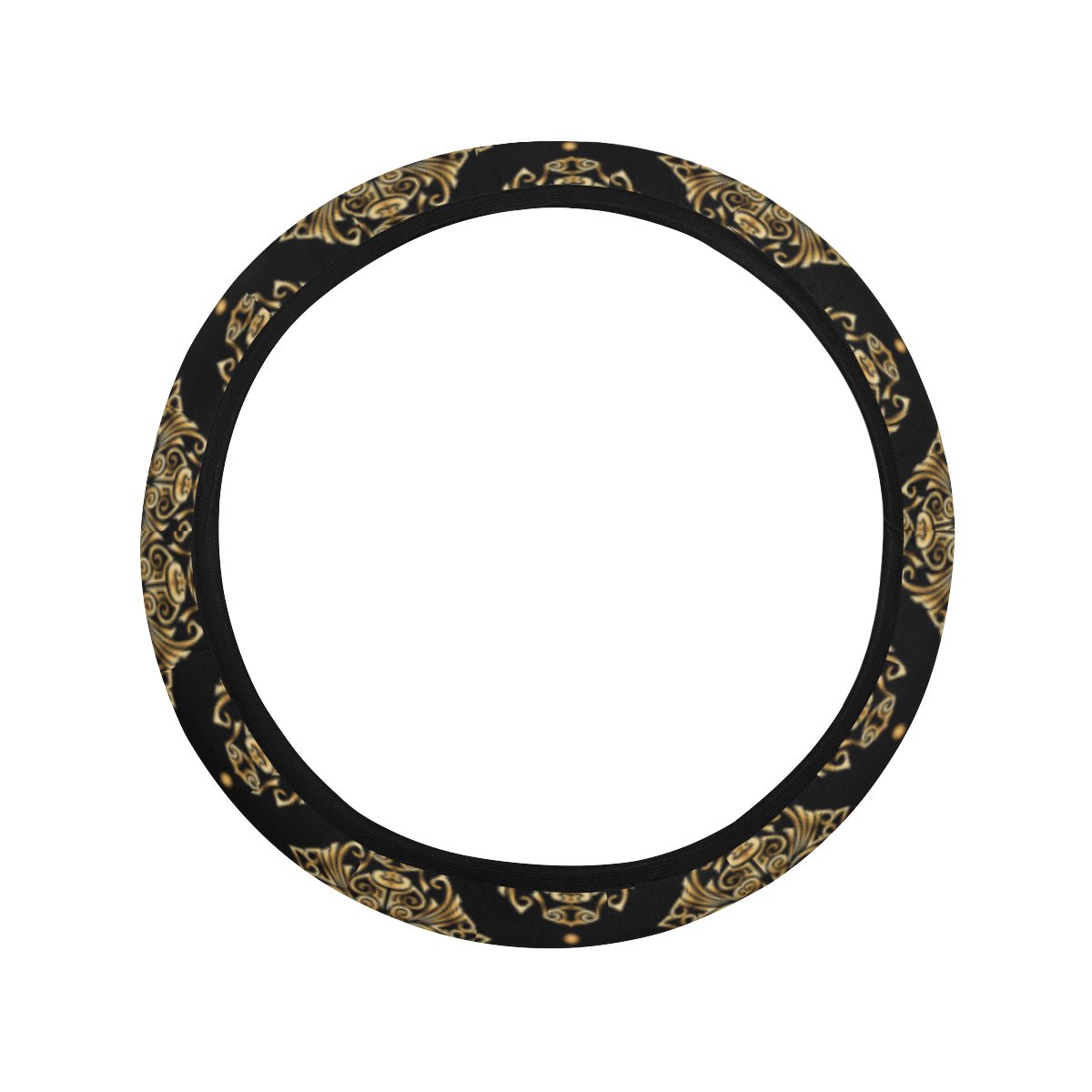 Aztec Wolf Pattern Print Design 04 Steering Wheel Cover with Elastic Edge