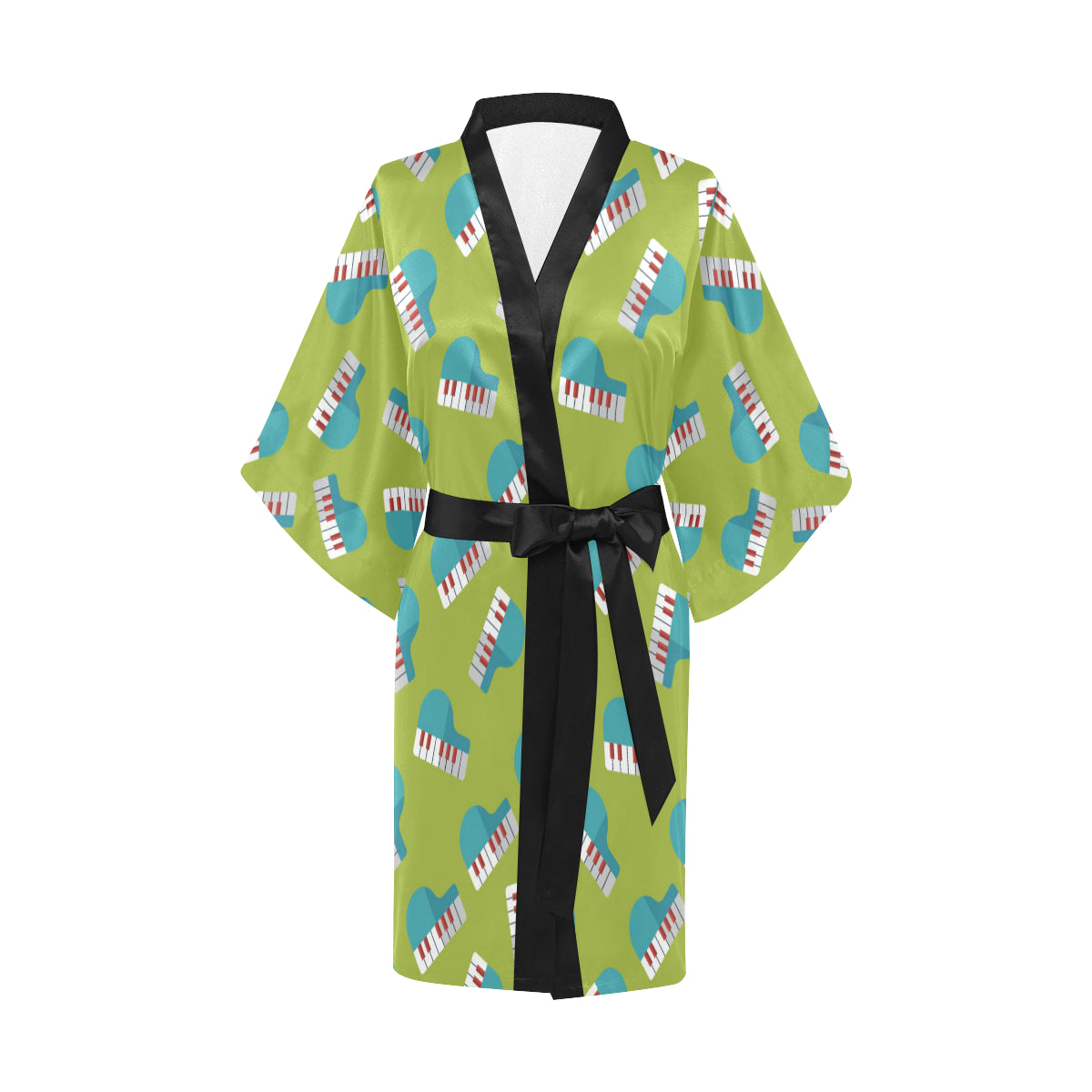 Piano Pattern Print Design 03 Women's Short Kimono