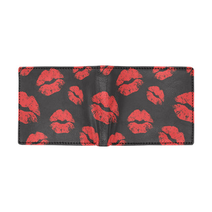 Lip Red Pattern Print Design 02 Men's ID Card Wallet