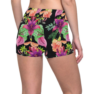 Amaryllis Pattern Print Design AL09 Yoga Shorts