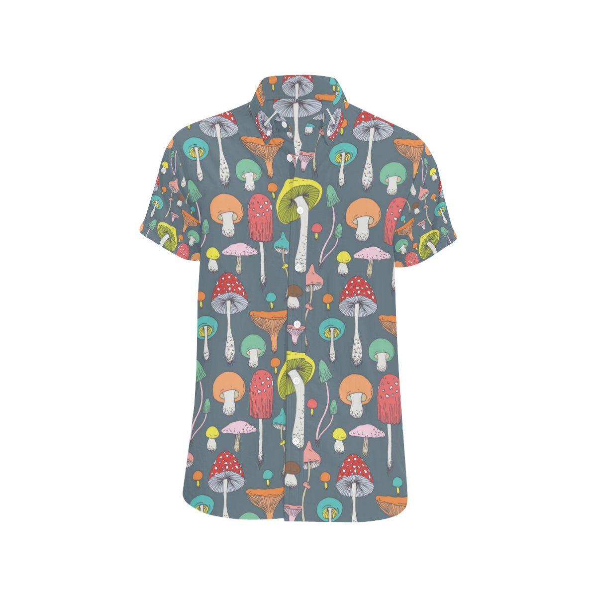 Mushroom Pattern Print Design A03 Men's Short Sleeve Button Up Shirt