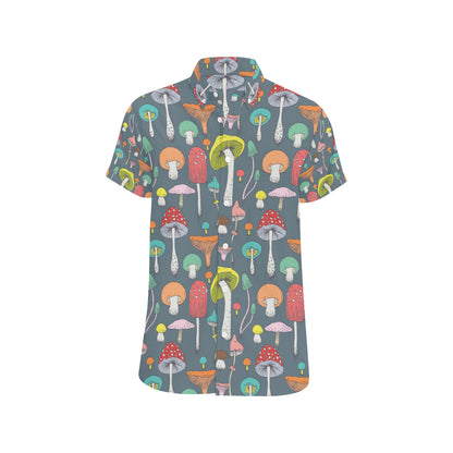 Mushroom Pattern Print Design A03 Men's Short Sleeve Button Up Shirt