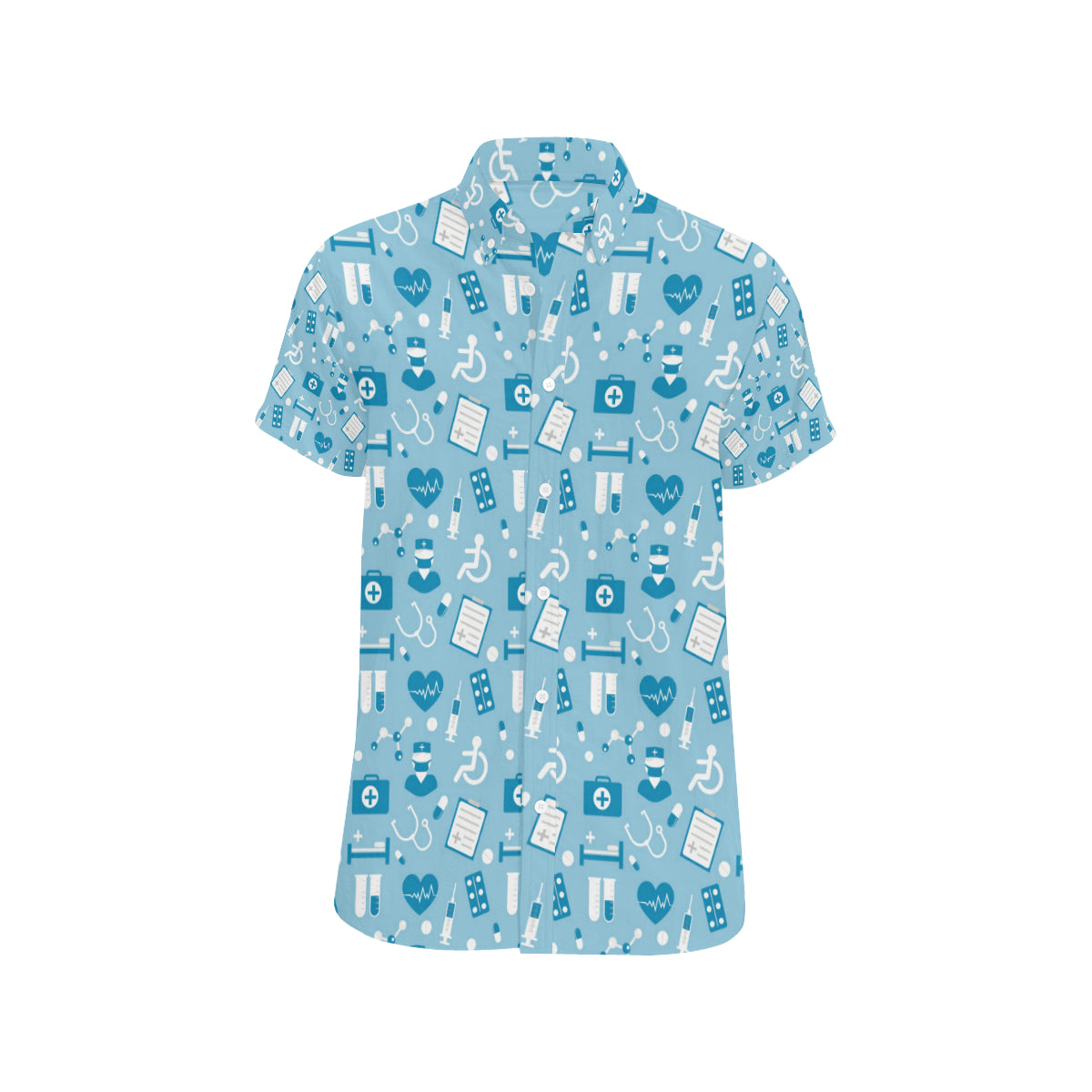 Medical Pattern Print Design 05 Men's Short Sleeve Button Up Shirt