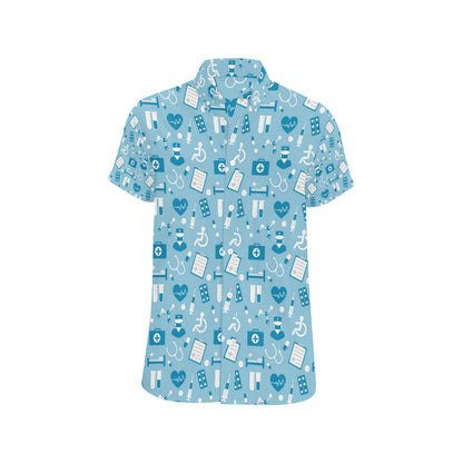 Medical Pattern Print Design 05 Men's Short Sleeve Button Up Shirt