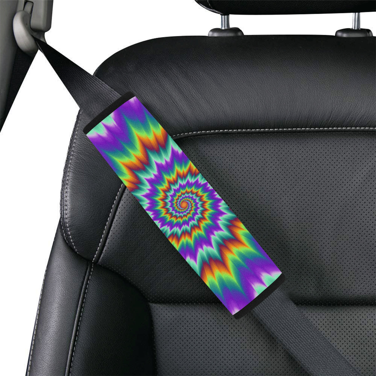 Optical illusion Pulsing fiery spirals Car Seat Belt Cover