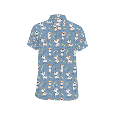 Bull Terriers Pattern Print Design 04 Men's Short Sleeve Button Up Shirt