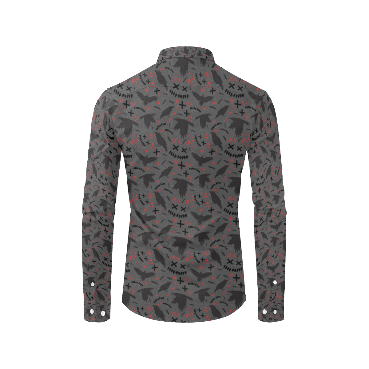 Crow Pattern Print Design 02 Men's Long Sleeve Shirt