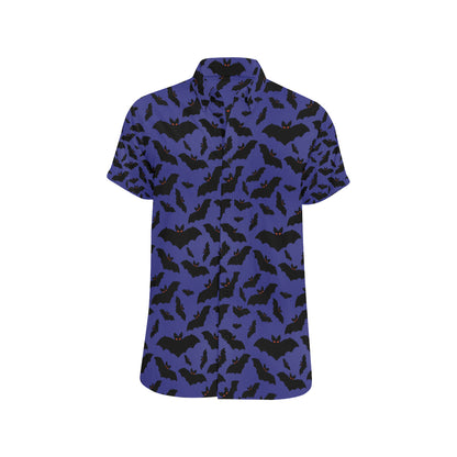 Bat Halloween Pattern Print Design 02 Men's Short Sleeve Button Up Shirt