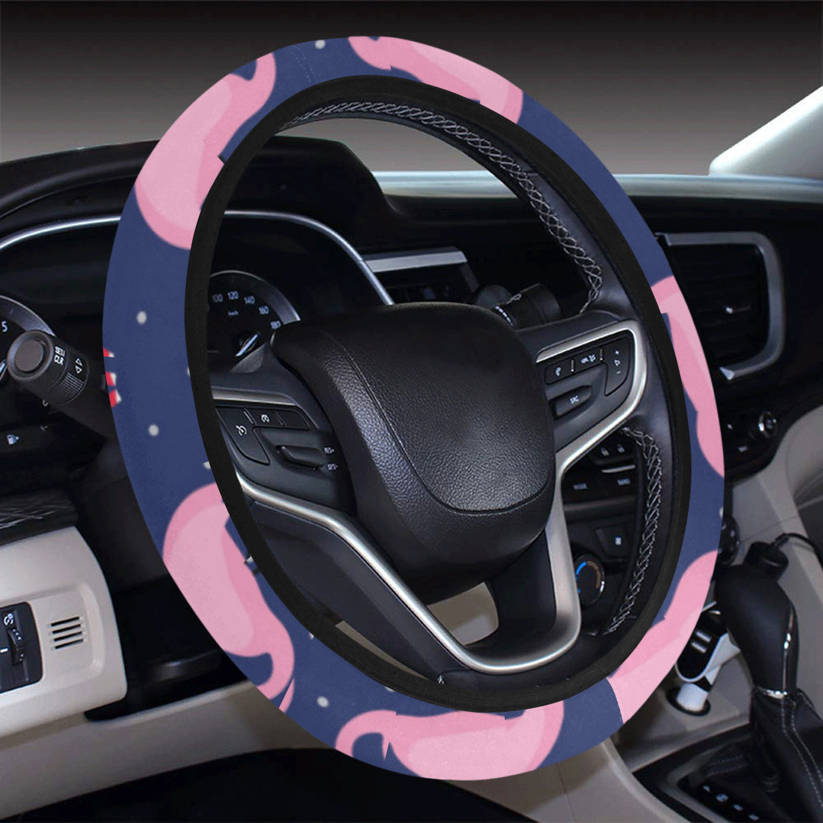 Flamingo Christmas Steering Wheel Cover with Elastic Edge