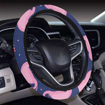 Flamingo Christmas Steering Wheel Cover with Elastic Edge