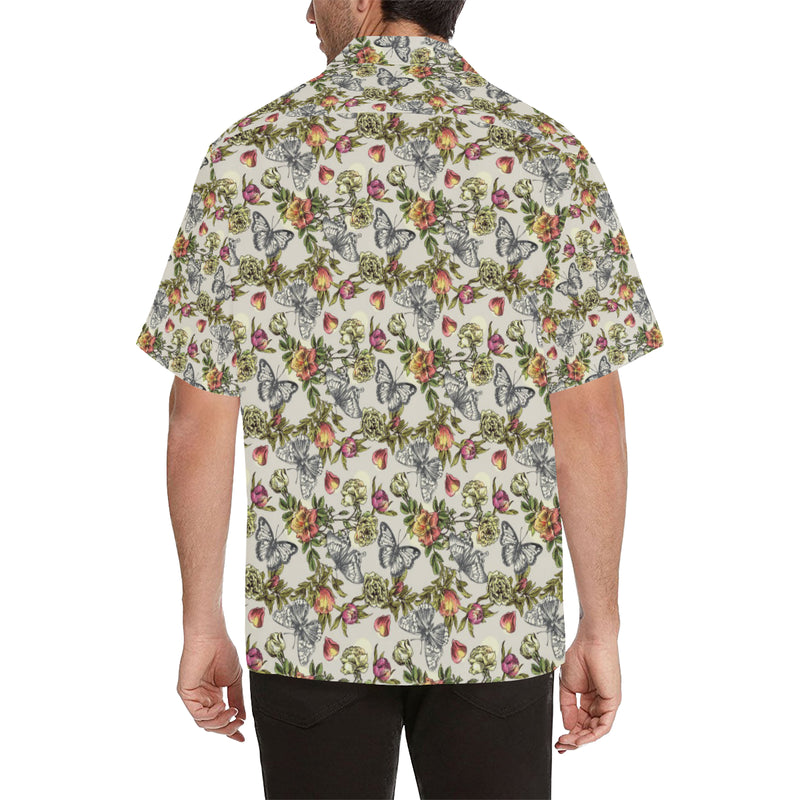 Butterfly Flower Pattern Print Design 06 Men's Hawaiian Shirt