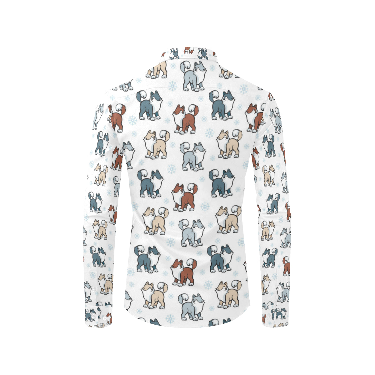 Alaskan Malamute Pattern Print Design 02 Men's Long Sleeve Shirt
