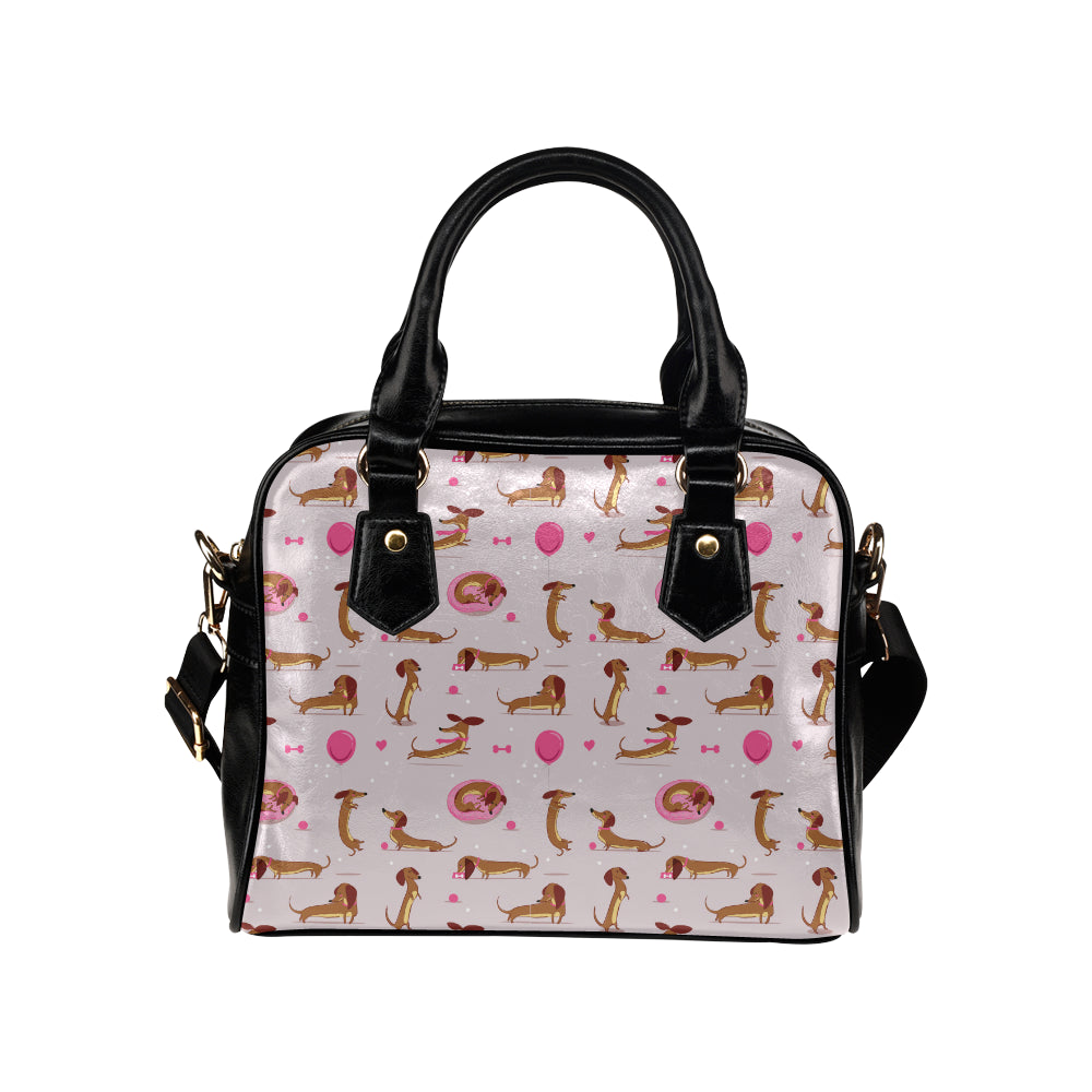 Dachshund Pattern Print Design 10 Shoulder Handbag