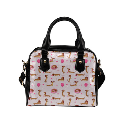 Dachshund Pattern Print Design 10 Shoulder Handbag