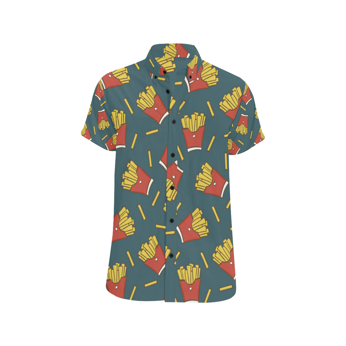 French Fried Pattern Print Design 04 Men's Short Sleeve Button Up Shirt