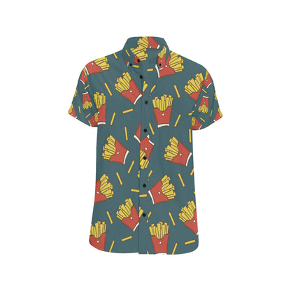 French Fried Pattern Print Design 04 Men's Short Sleeve Button Up Shirt