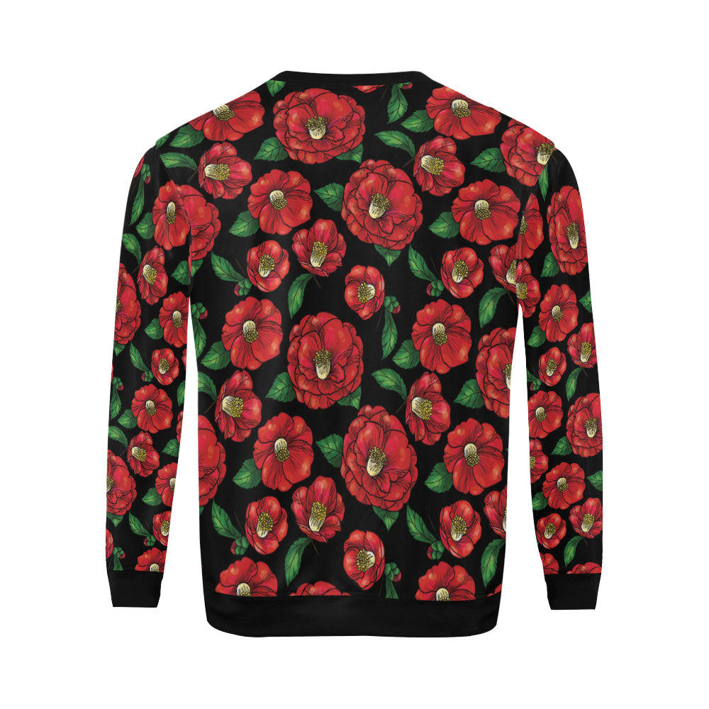 Camellia Pattern Print Design CM07 Men Long Sleeve Sweatshirt