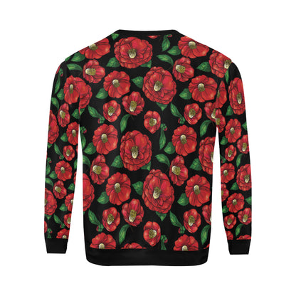 Camellia Pattern Print Design CM07 Men Long Sleeve Sweatshirt