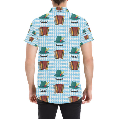 Accordion Mustache Pattern Print Design 01 Men's Short Sleeve Button Up Shirt