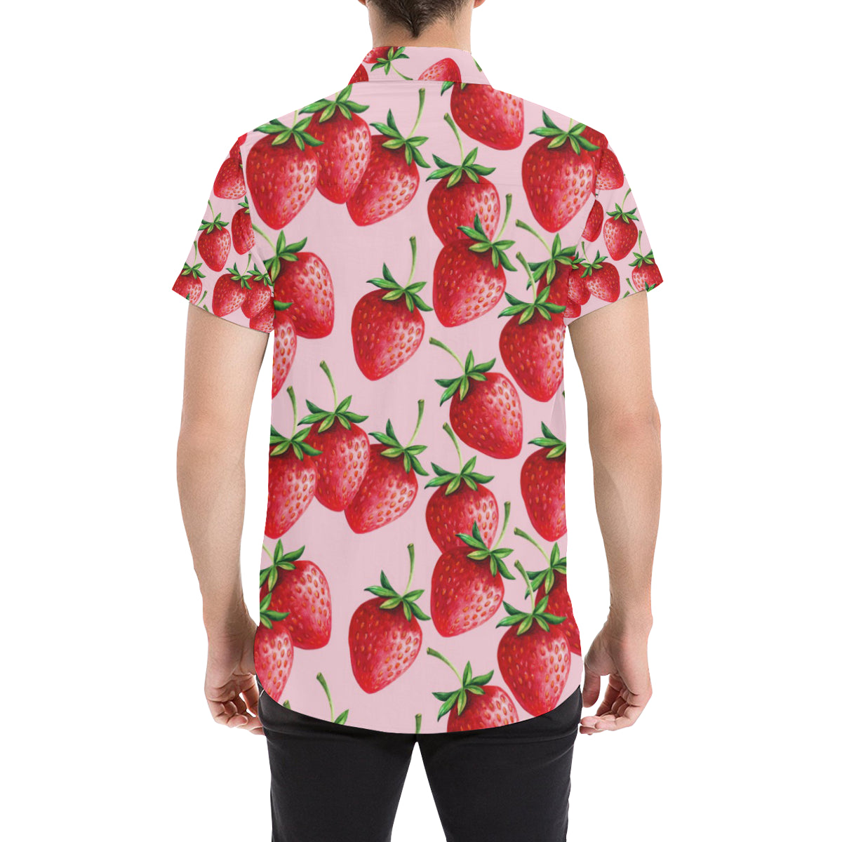 Strawberry Pattern Print Design SB03 Men's Short Sleeve Button Up Shirt