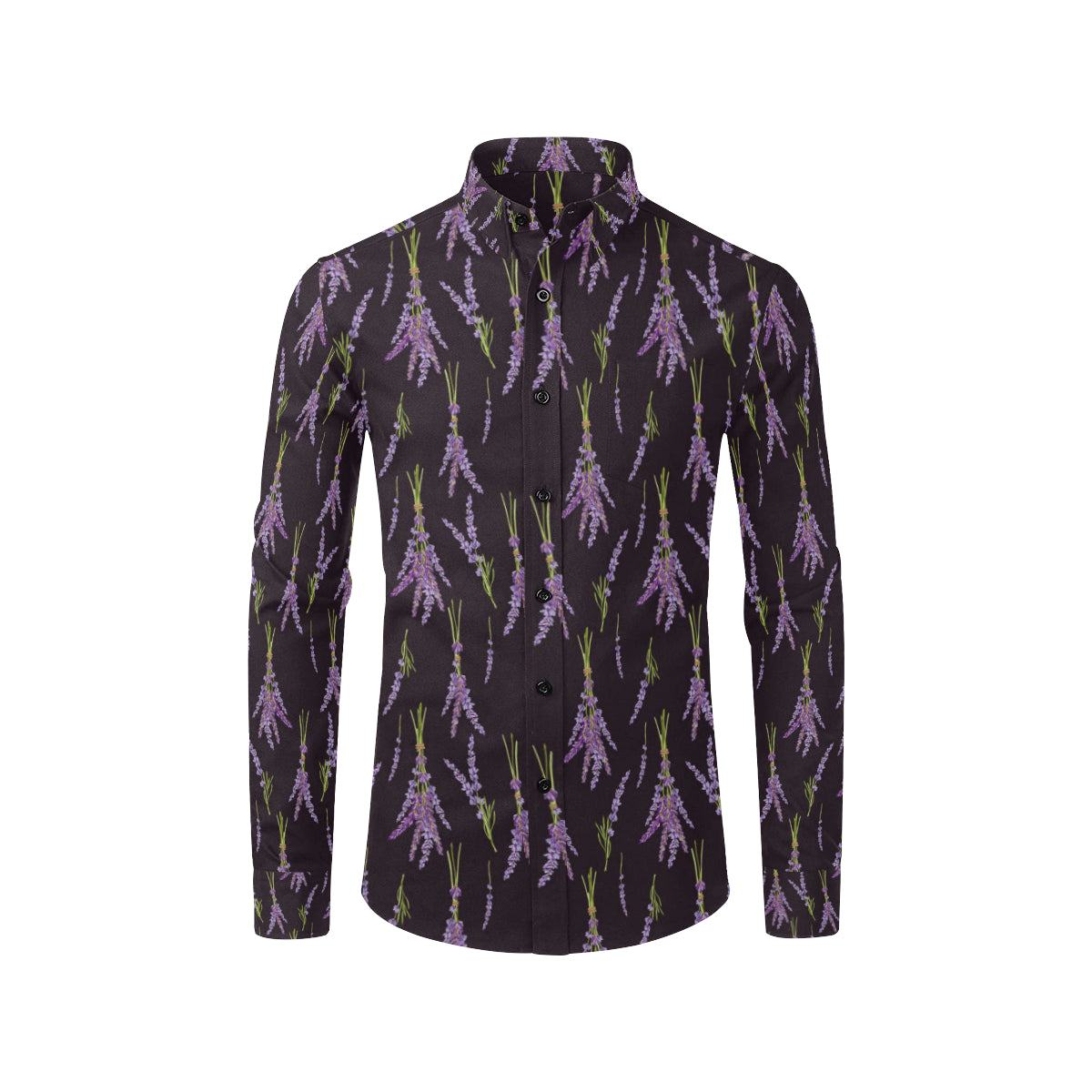 Lavender Pattern Print Design LV05 Men's Long Sleeve Shirt