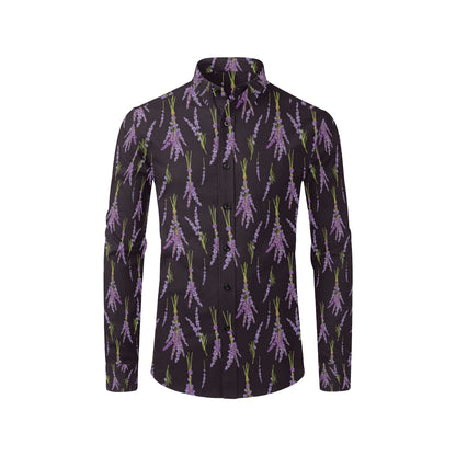 Lavender Pattern Print Design LV05 Men's Long Sleeve Shirt