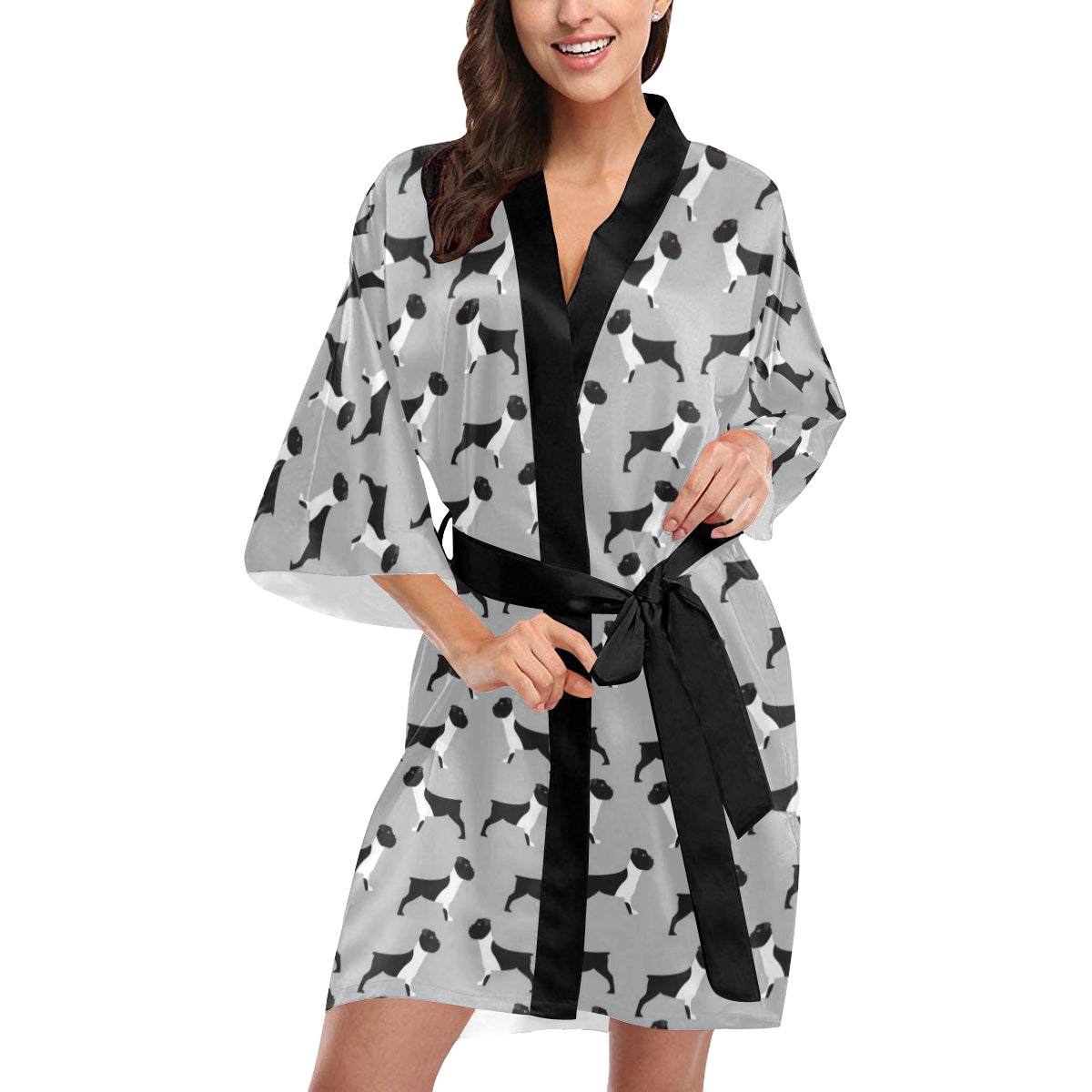 Boxers Pattern Print Design 01 Women's Short Kimono