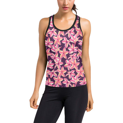 Purple Plumeria Pattern Print Design PM010 Women's Racerback Tank Top