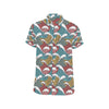 Tribal Wave Pattern Print Men's Short Sleeve Button Up Shirt