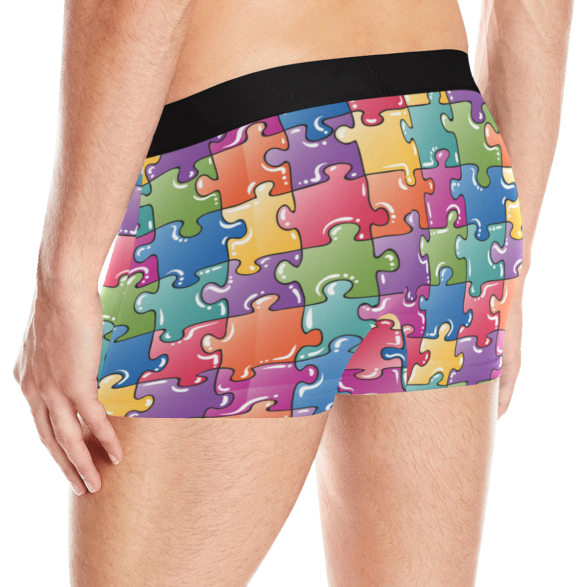 Puzzle Pattern Print Design A05 Men's Boxer Briefs