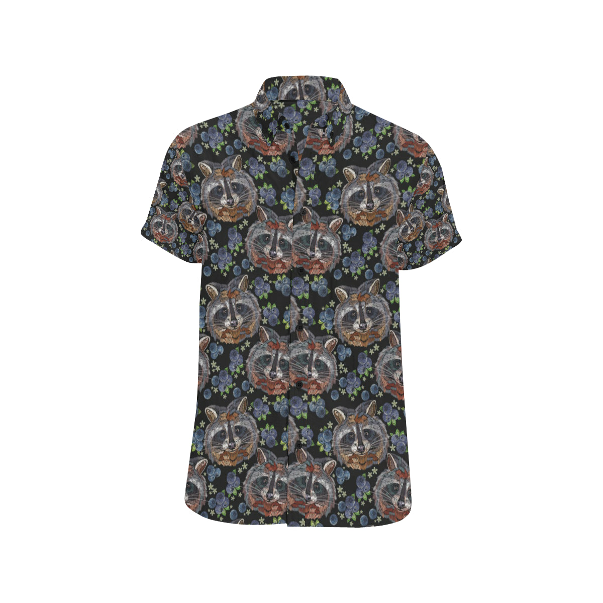 Raccoon Pattern Print Design A03 Men's Short Sleeve Button Up Shirt