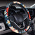 Red Hibiscus Blue Scene Steering Wheel Cover with Elastic Edge