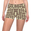 Tiki Brown Symbol Print Yoga Shorts