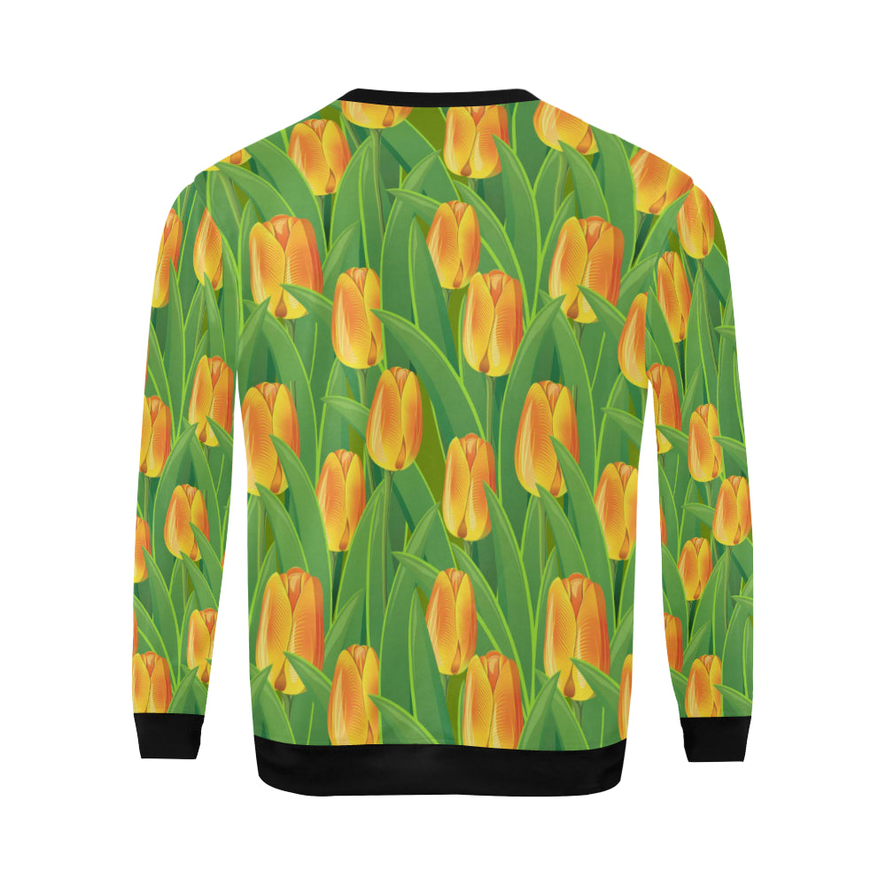 Tulip Orange Pattern Print Design TP07 Men Long Sleeve Sweatshirt